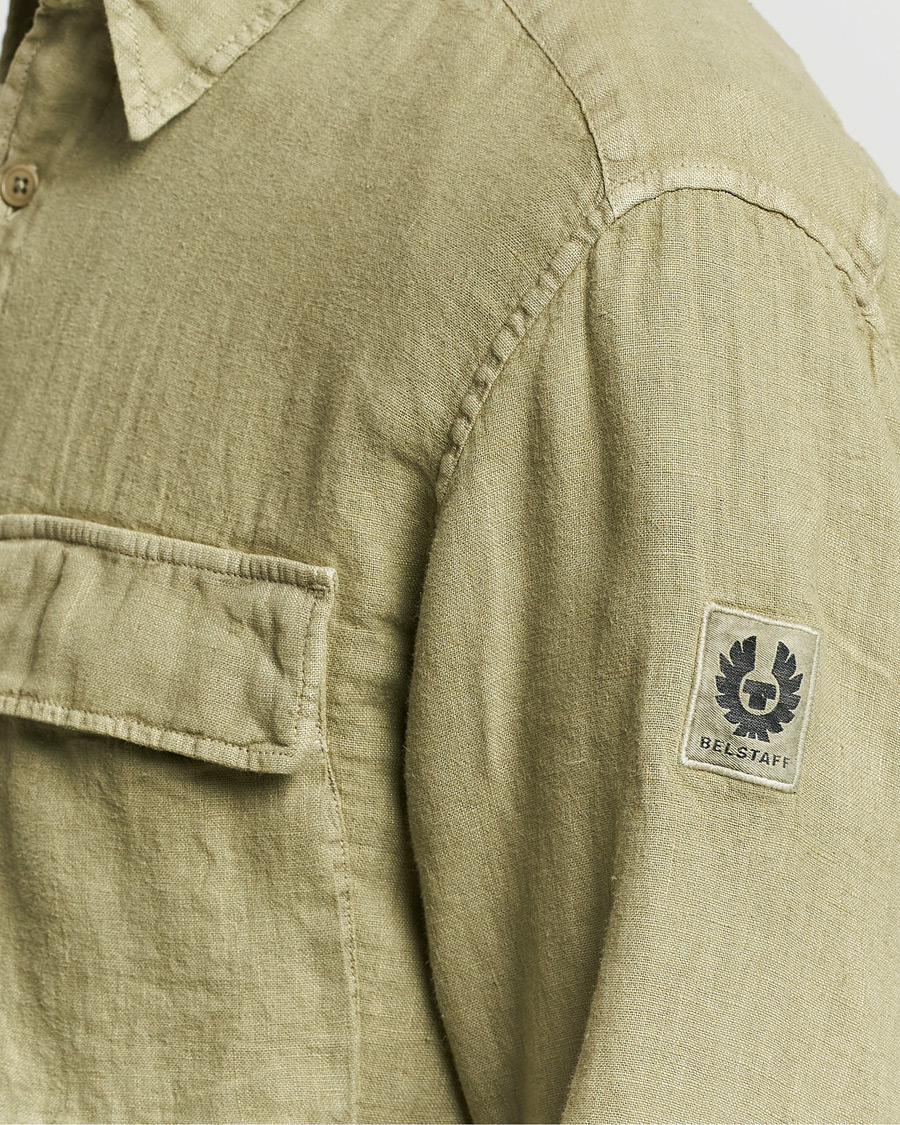Mies | Kauluspaidat | Belstaff | Scale Linen Pocket Shirt Aloe