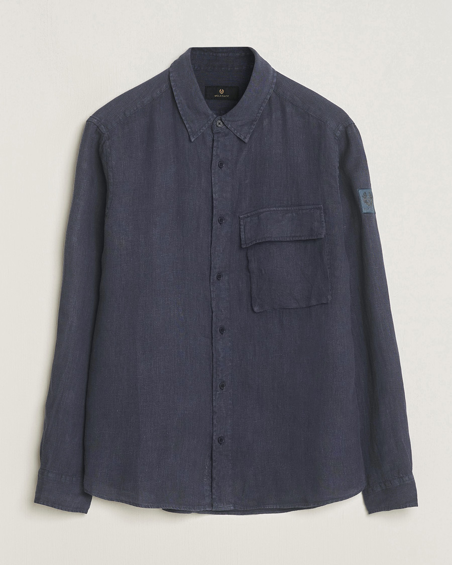 Mies | Kauluspaidat | Belstaff | Scale Linen Pocket Shirt Dark Ink
