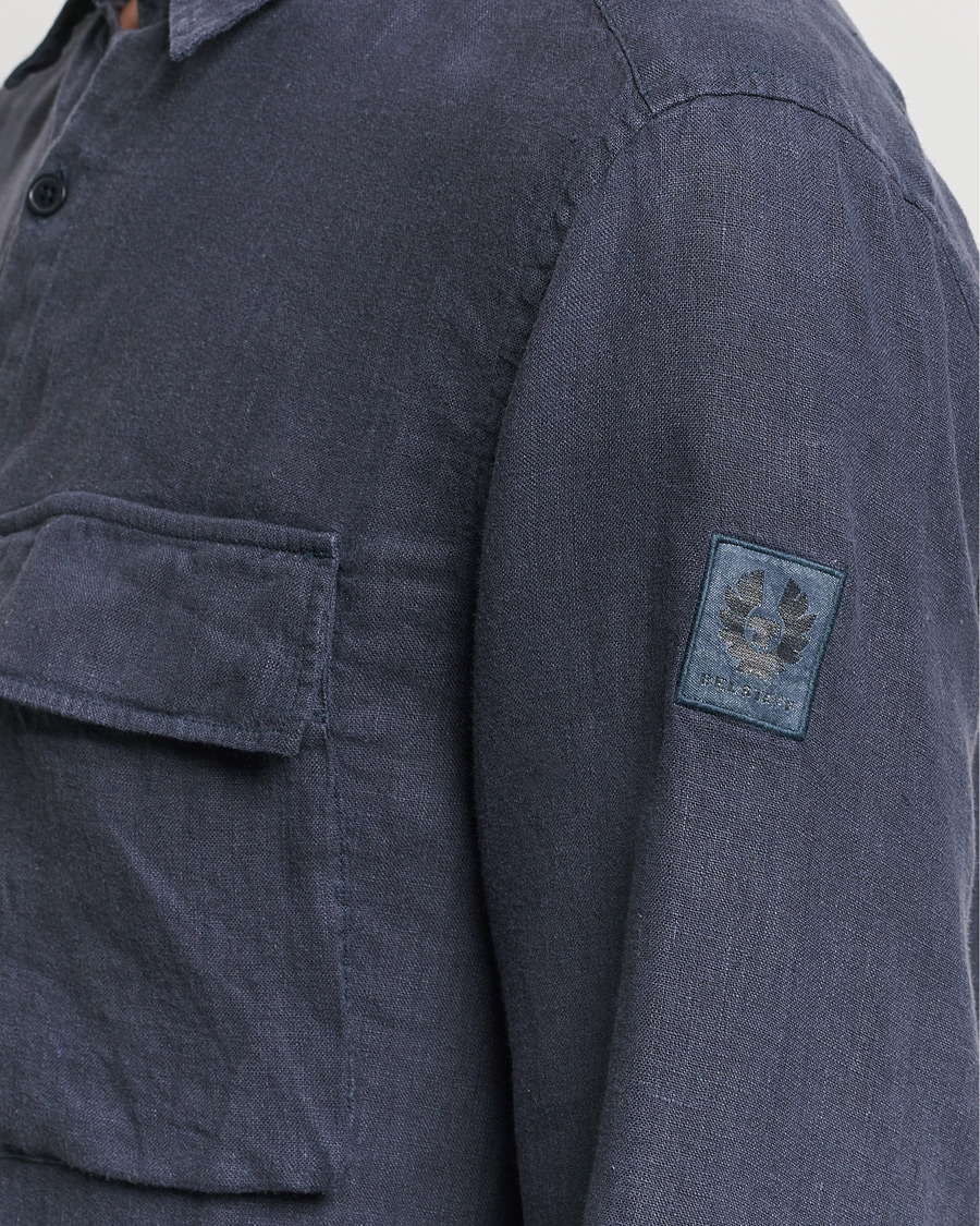 Mies | Kauluspaidat | Belstaff | Scale Linen Pocket Shirt Dark Ink
