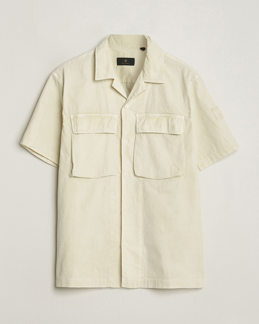 Mies | Kauluspaidat | Belstaff | Caster Short Sleeve Seersucker Shirt Beige