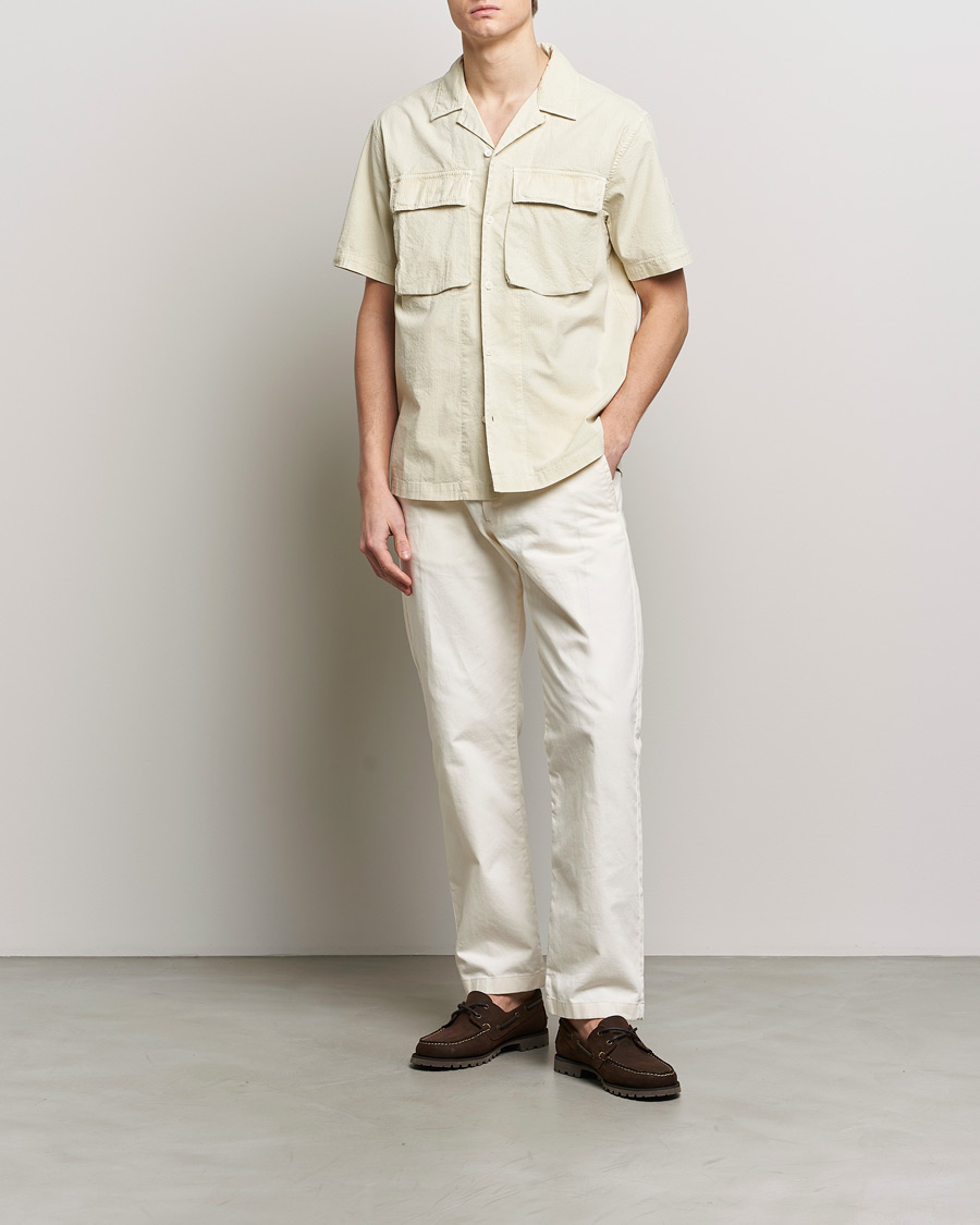 Mies | Kauluspaidat | Belstaff | Caster Short Sleeve Seersucker Shirt Beige