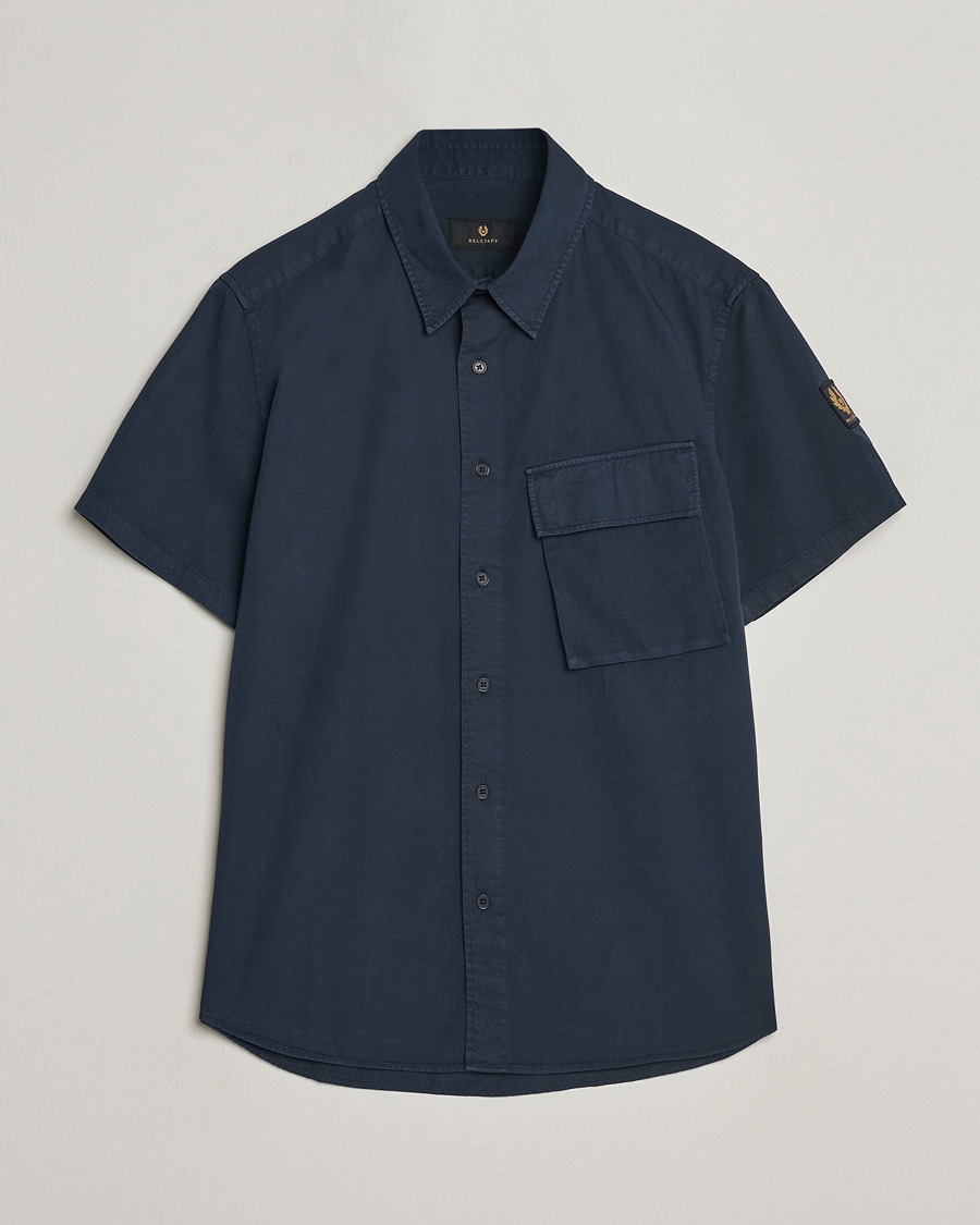 Mies | Kauluspaidat | Belstaff | Scale Short Sleeve Cotton Shirt Dark Ink