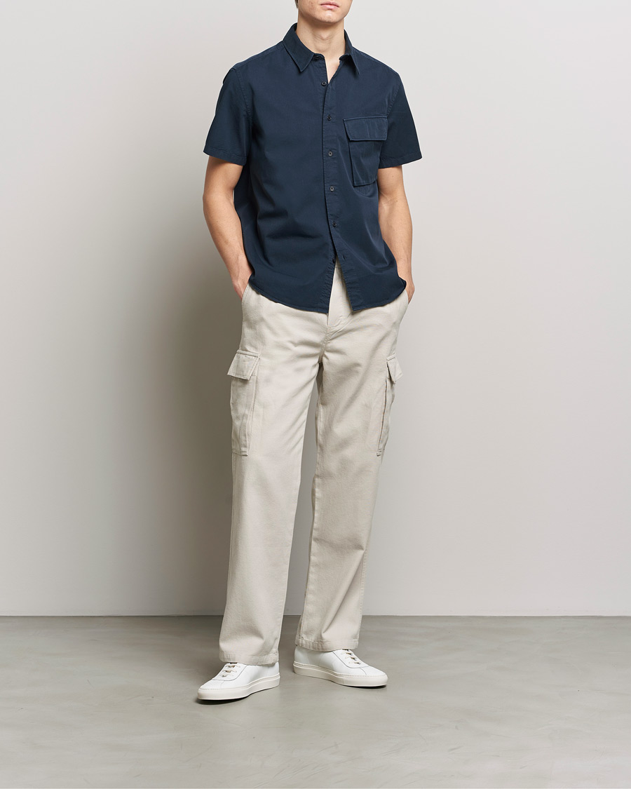 Mies | Kauluspaidat | Belstaff | Scale Short Sleeve Cotton Shirt Dark Ink