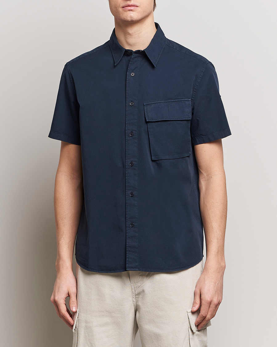 Mies |  | Belstaff | Scale Short Sleeve Cotton Shirt Dark Ink