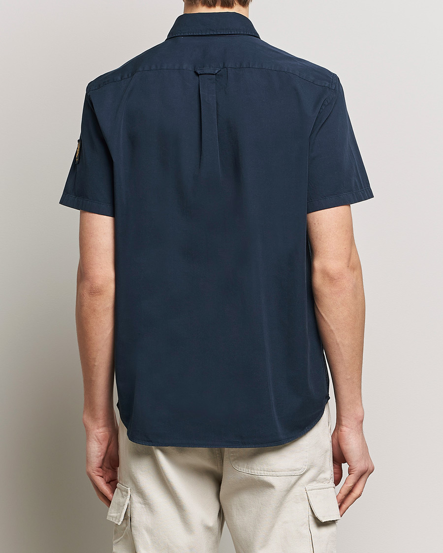 Mies | Kauluspaidat | Belstaff | Scale Short Sleeve Cotton Shirt Dark Ink