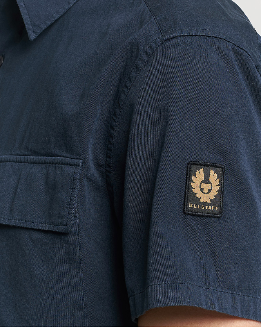 Mies | Kauluspaidat | Belstaff | Scale Short Sleeve Cotton Shirt Dark Ink