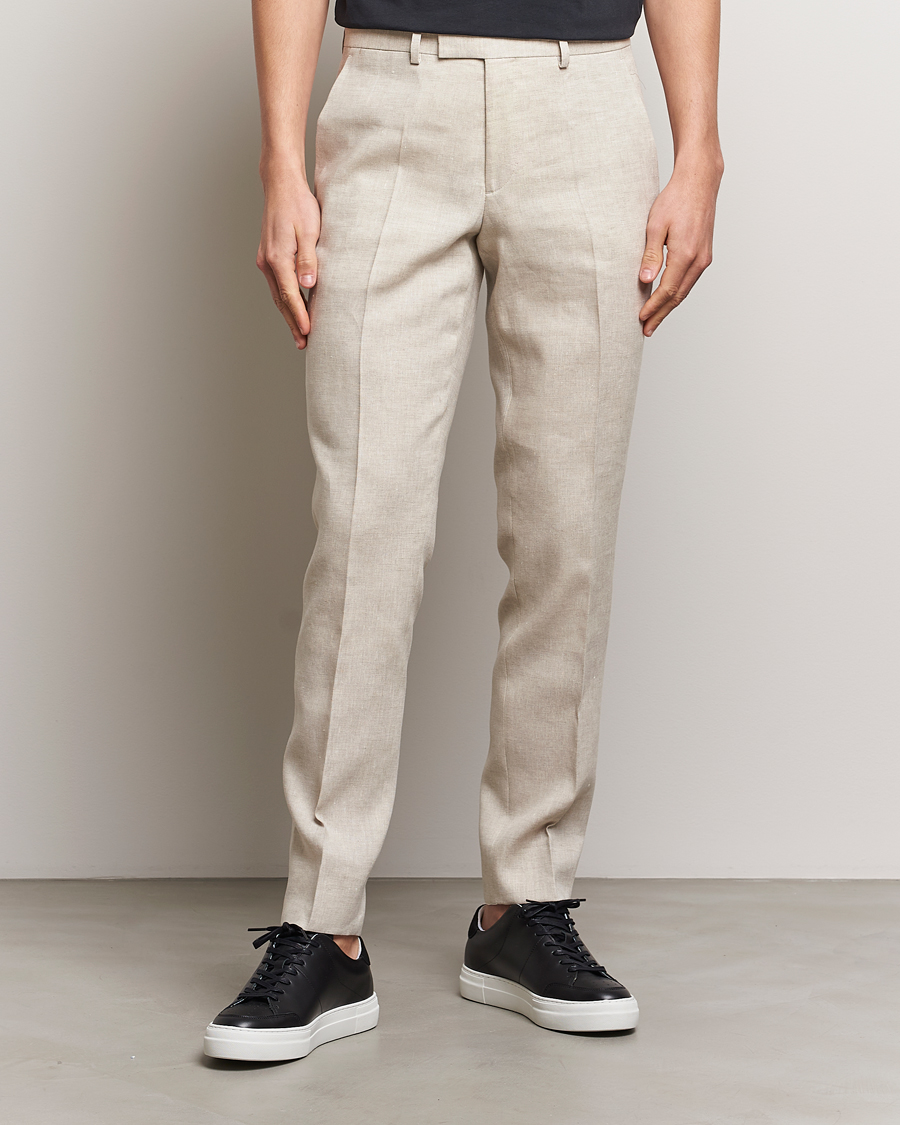 Mies | Suorat housut | J.Lindeberg | Grant Super Linen Trousers Moonbeam