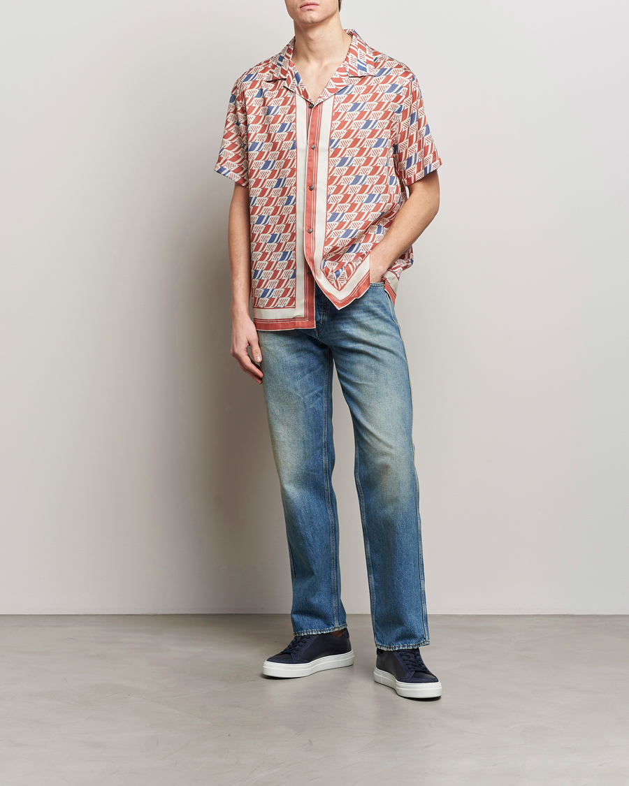 Mies | Kauluspaidat | J.Lindeberg | Elio Tencel Moto Print Short Sleeve Shirt Multi