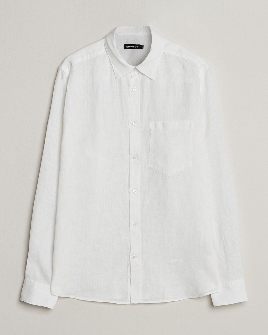 Mies | Kauluspaidat | J.Lindeberg | Regular Fit Clean Linen Shirt White