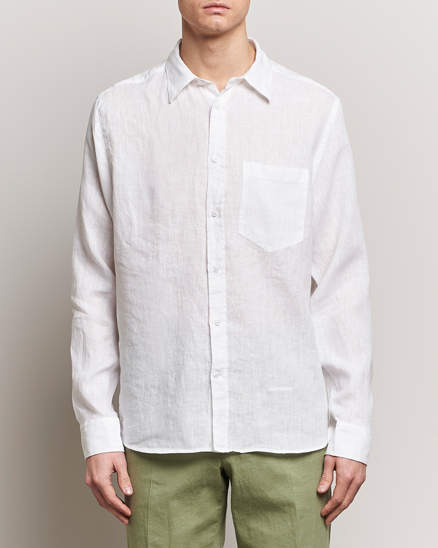 Mies | Pellavapaidat | J.Lindeberg | Regular Fit Clean Linen Shirt White