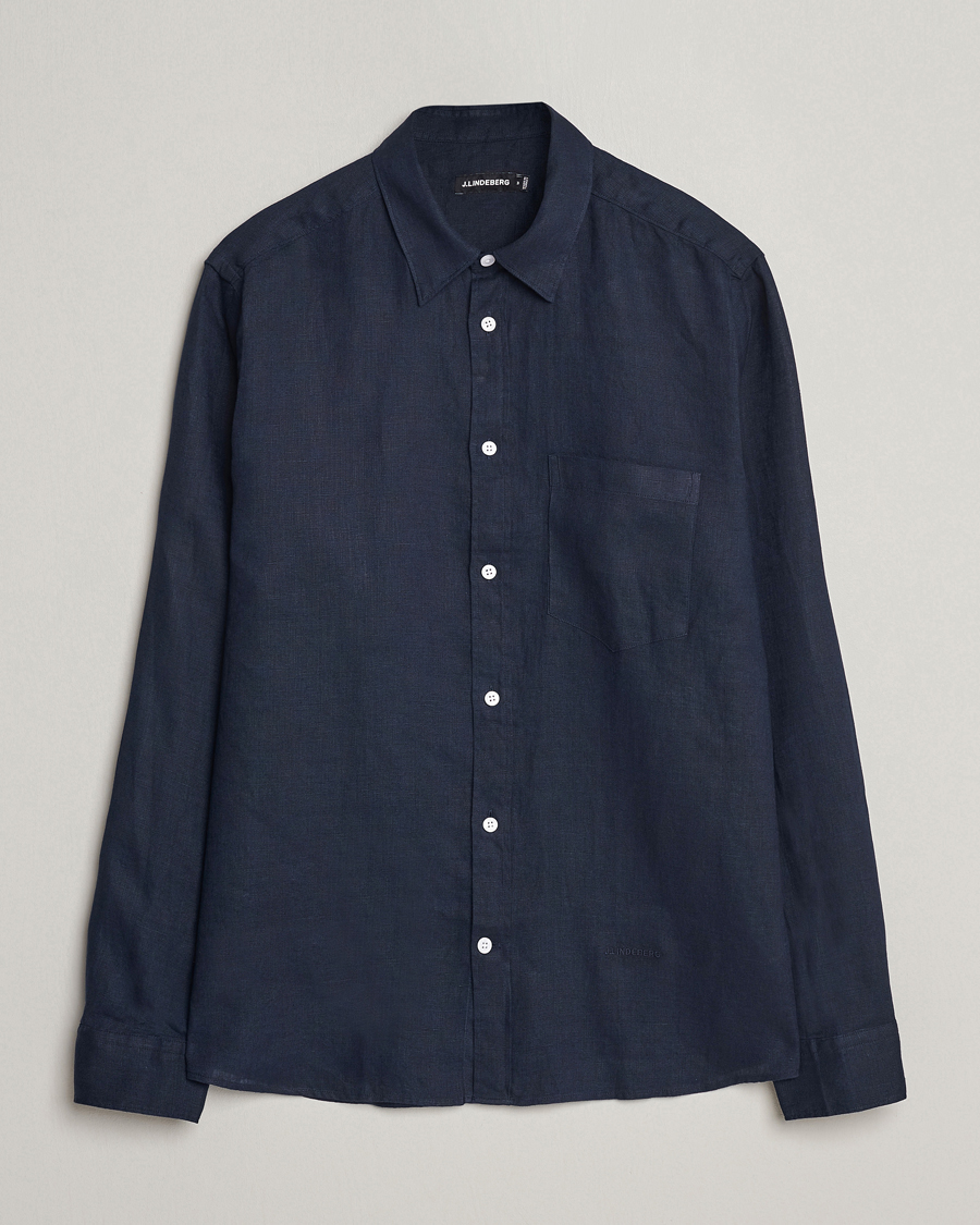Mies | Kauluspaidat | J.Lindeberg | Regular Fit Clean Linen Shirt Navy
