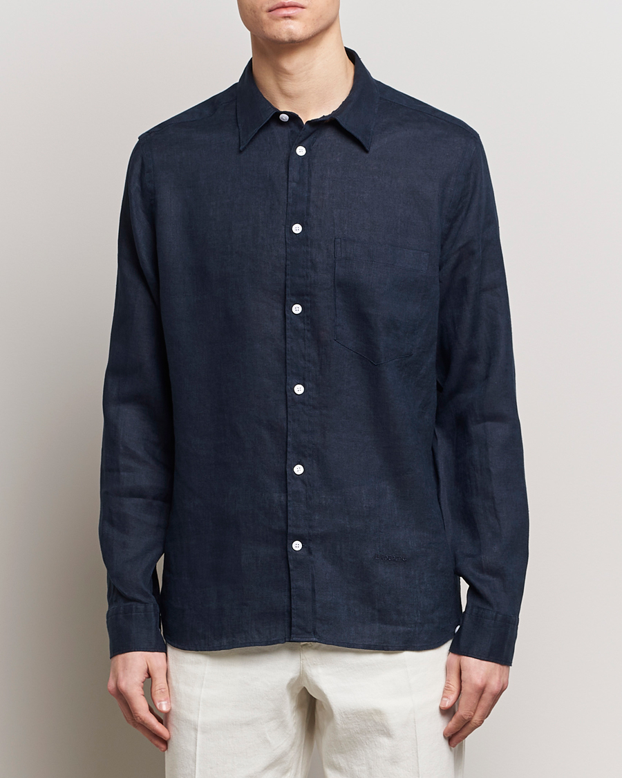 Mies | Kauluspaidat | J.Lindeberg | Regular Fit Clean Linen Shirt Navy