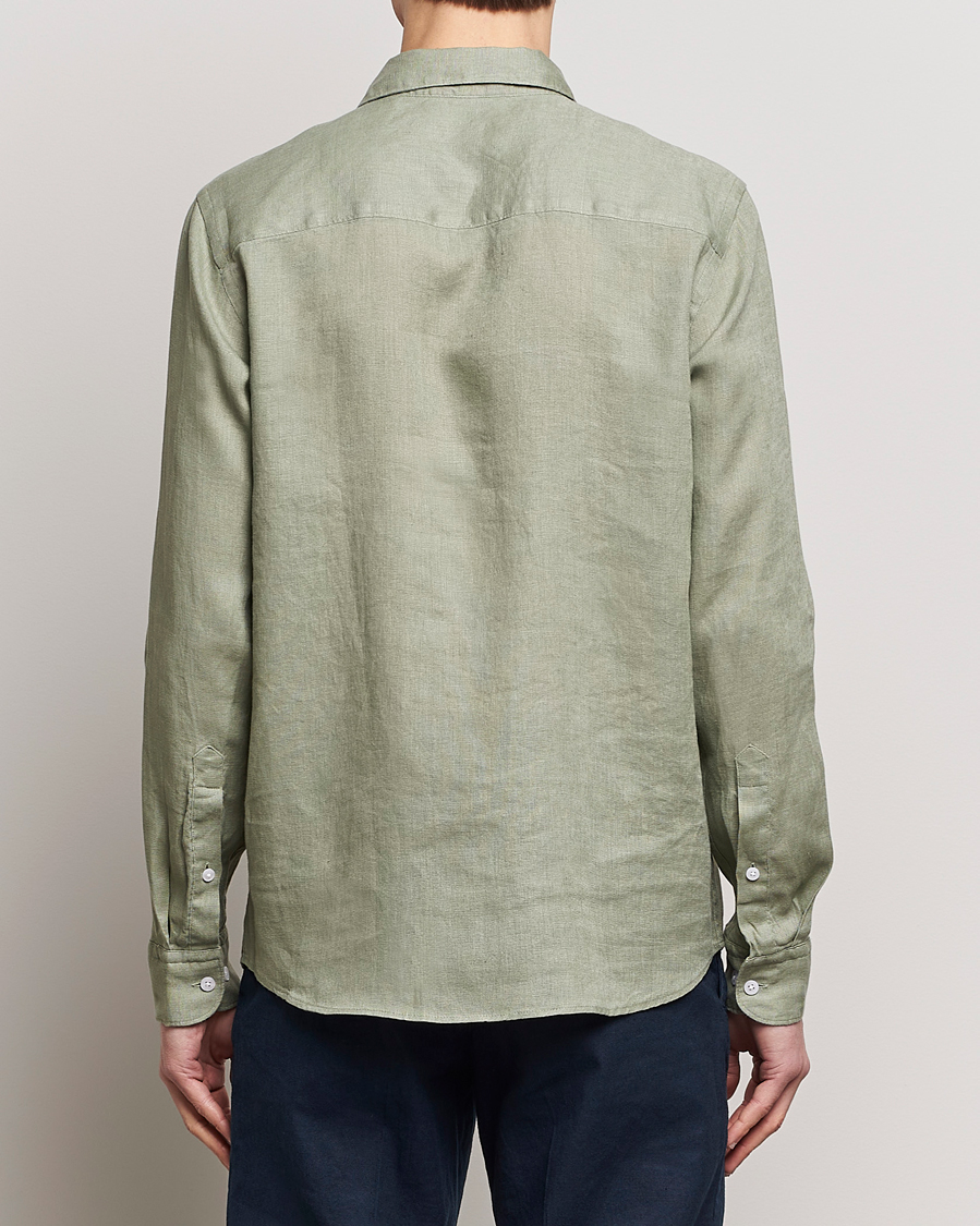 Mies | Kauluspaidat | J.Lindeberg | Regular Fit Clean Linen Shirt Oil Green