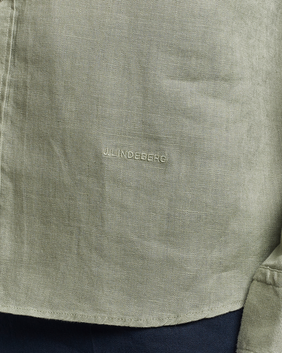 Mies | Kauluspaidat | J.Lindeberg | Regular Fit Clean Linen Shirt Oil Green