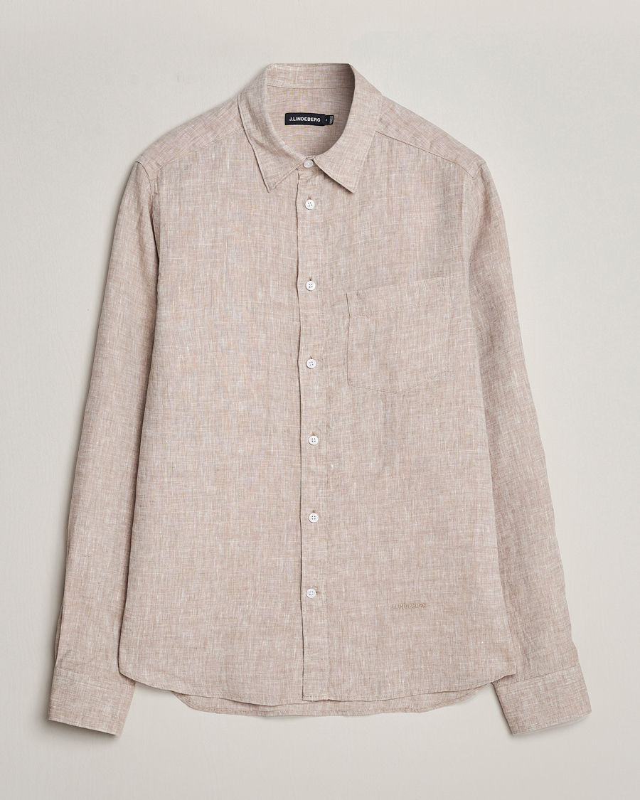 Mies | Kauluspaidat | J.Lindeberg | Slim Fit Linen Melange Shirt Batique Khaki