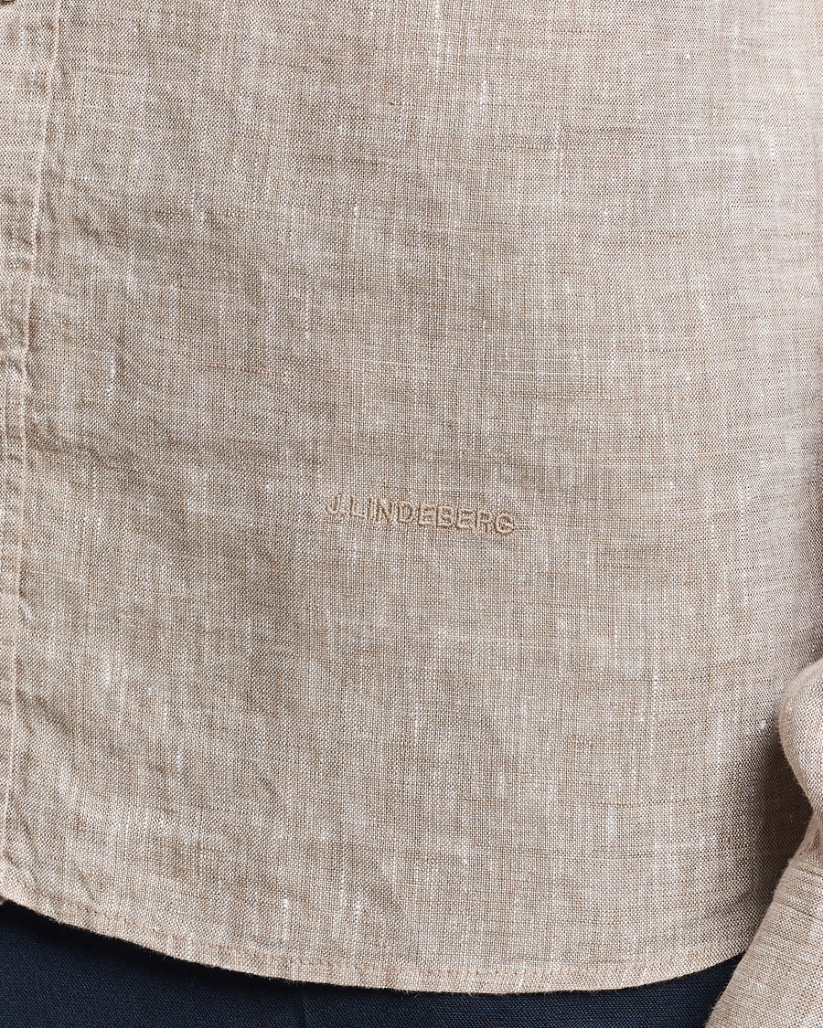 Mies | Kauluspaidat | J.Lindeberg | Slim Fit Linen Melange Shirt Batique Khaki