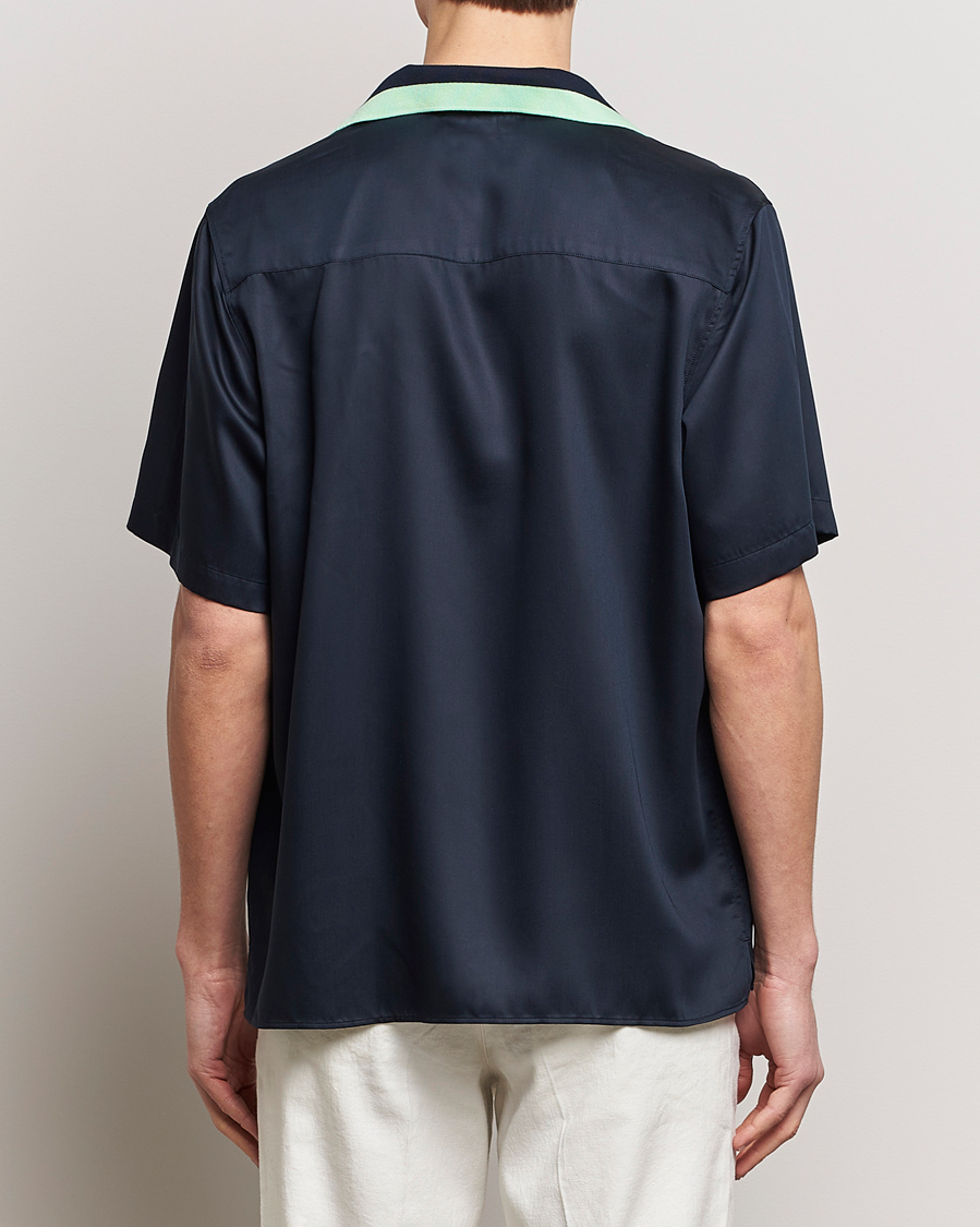 Mies | Kauluspaidat | J.Lindeberg | Skala Knit Collar Tencel Shirt Navy