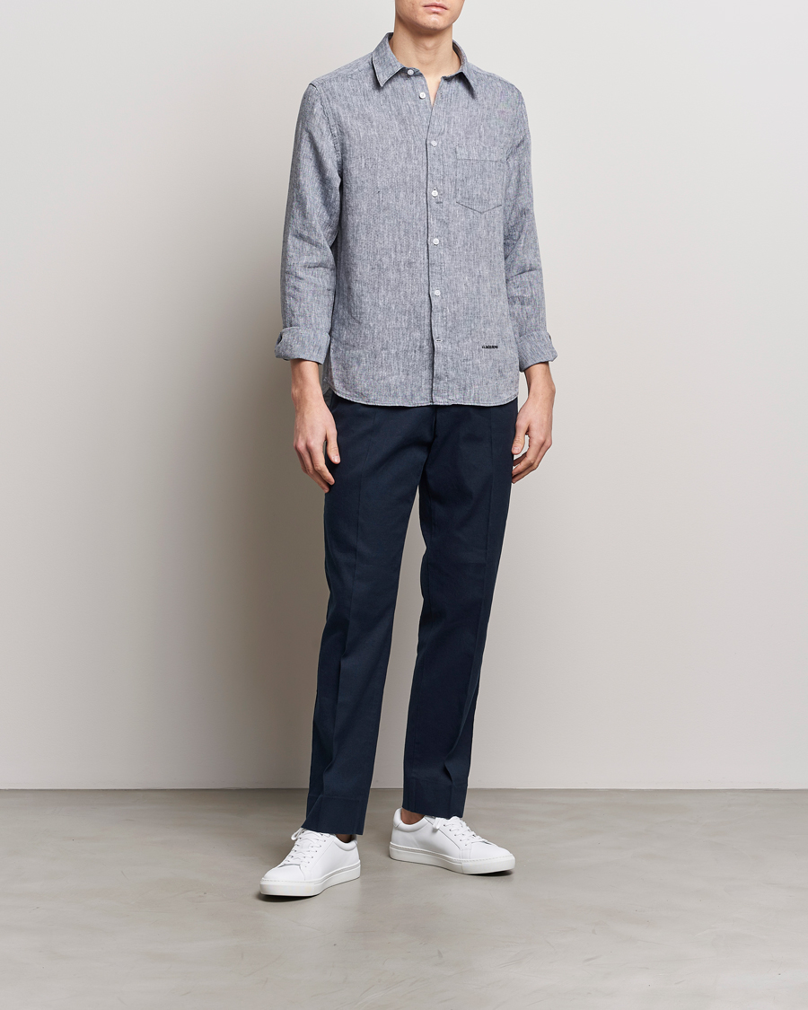 Mies | Housut | J.Lindeberg | Lois Cotton/Linen Stretch Pants Navy