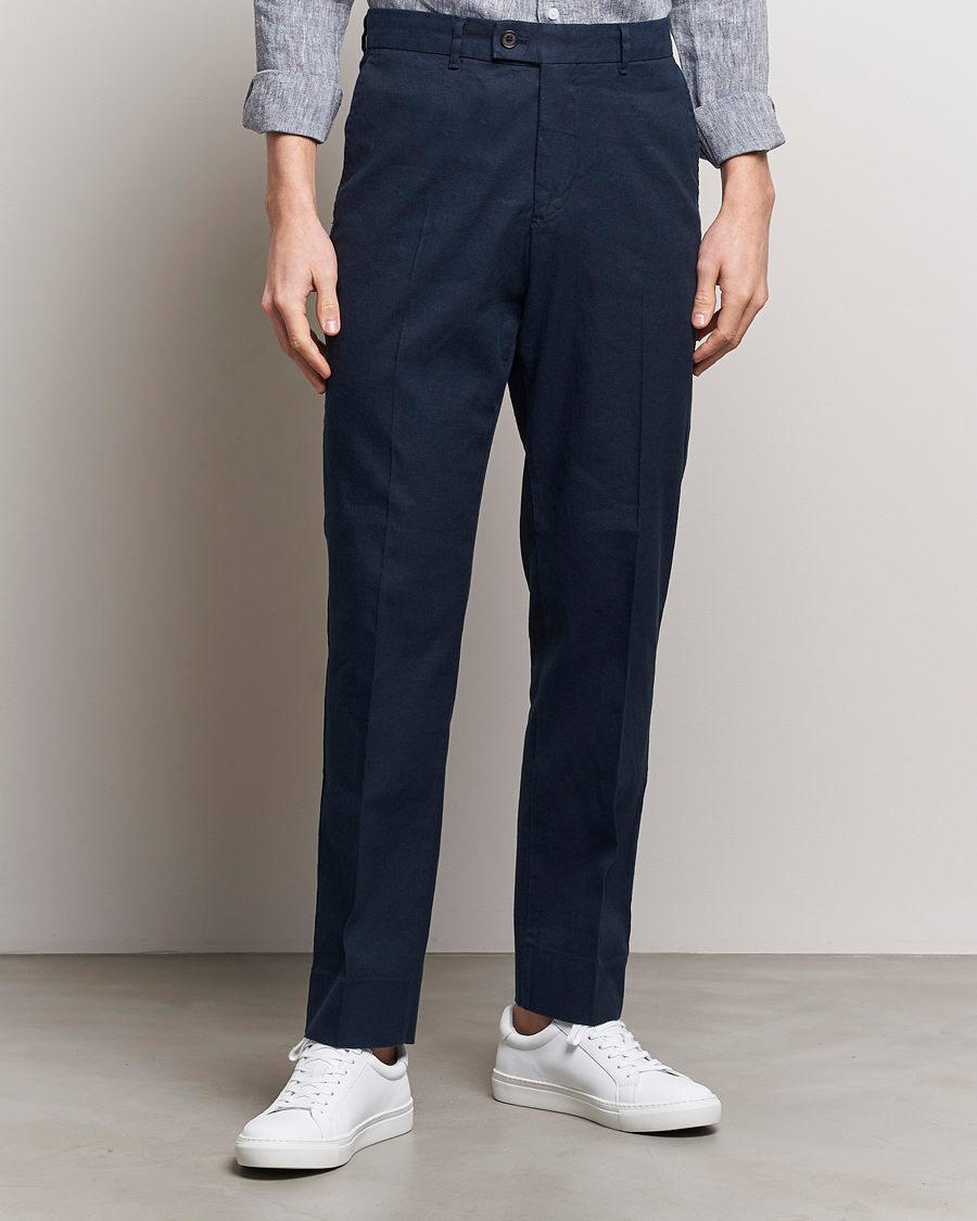 Mies | Housut | J.Lindeberg | Lois Cotton/Linen Stretch Pants Navy