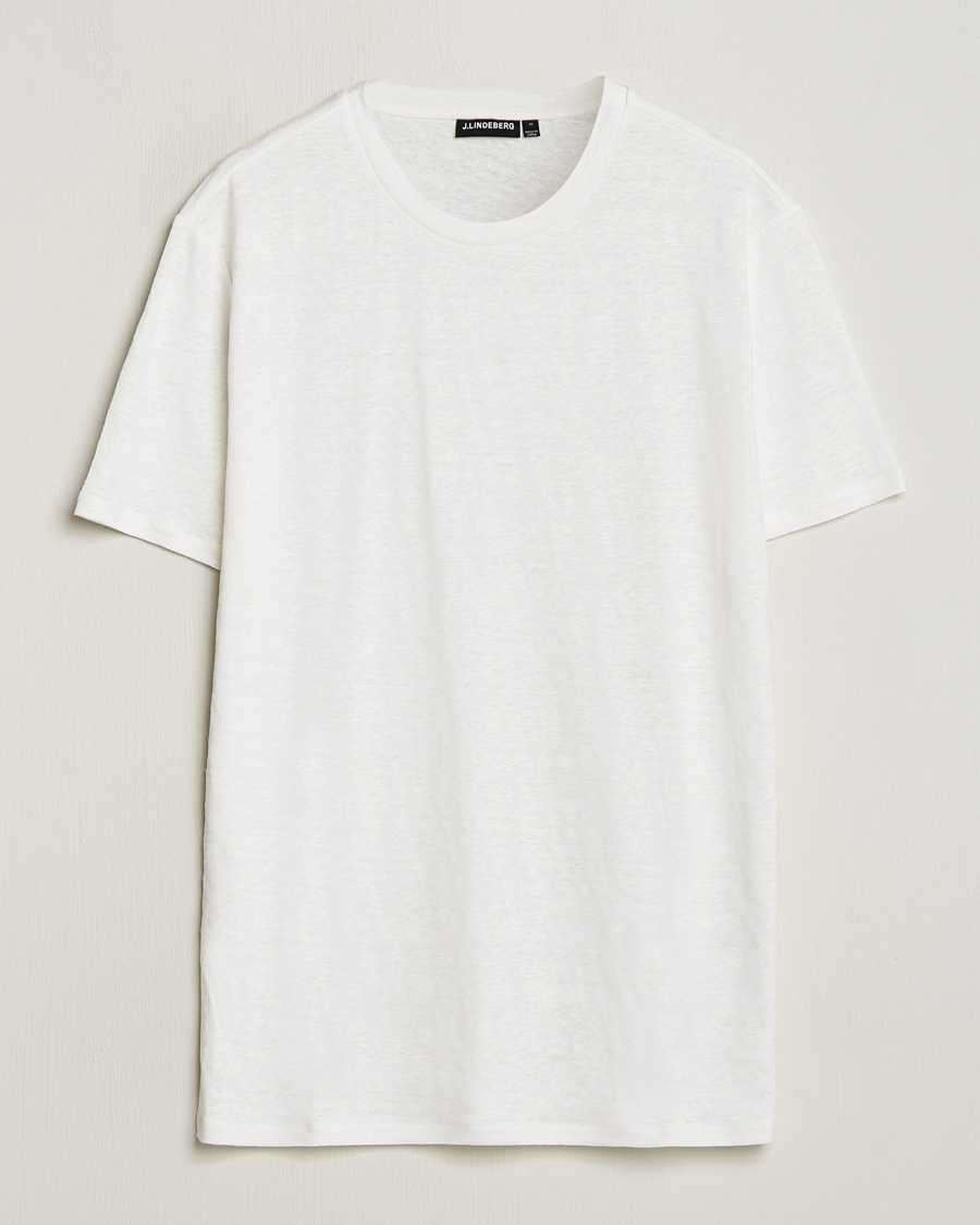 Mies | T-paidat | J.Lindeberg | Coma Linen T-Shirt Cloud White
