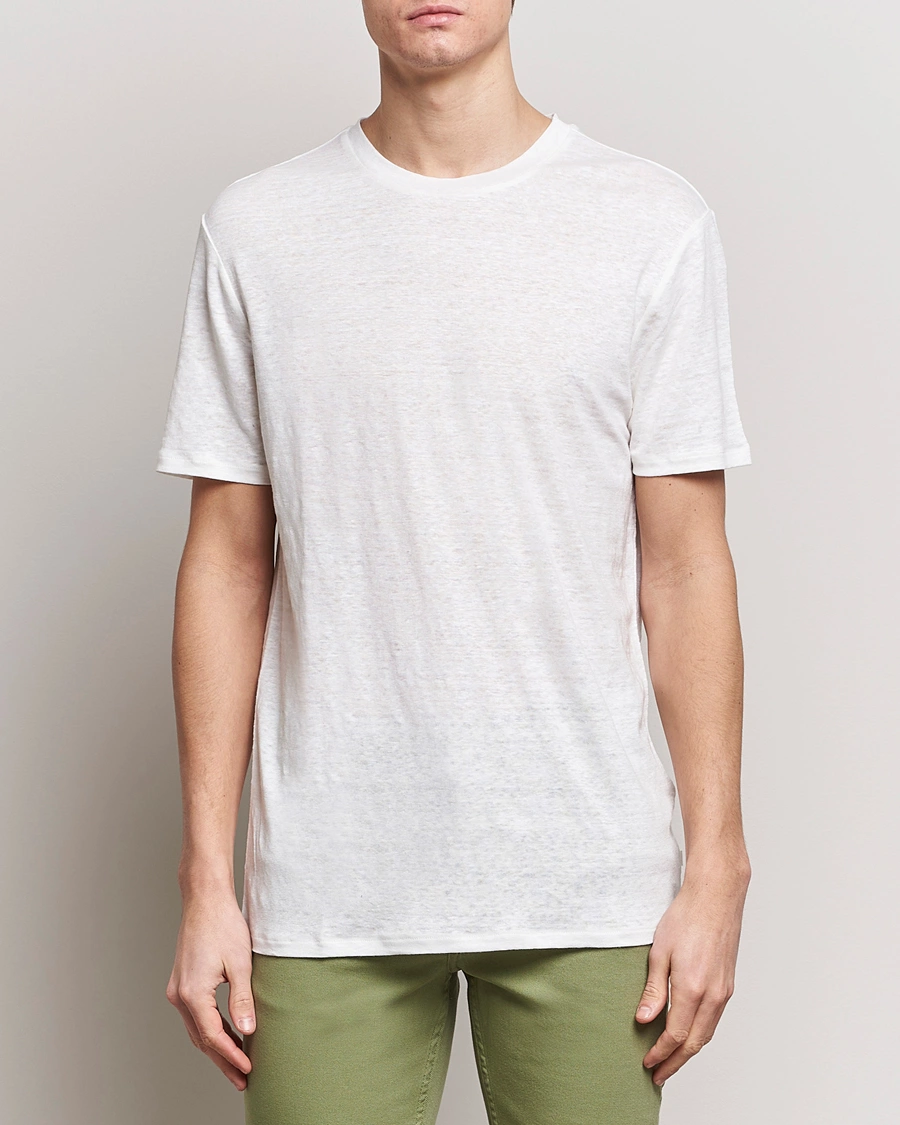 Mies |  | J.Lindeberg | Coma Linen T-Shirt Cloud White