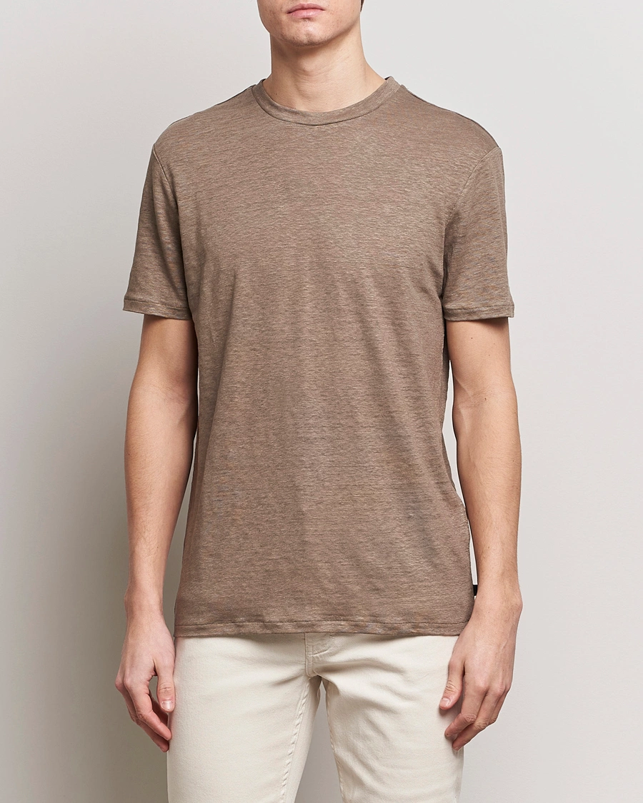 Mies | T-paidat | J.Lindeberg | Coma Linen T-Shirt Walnut