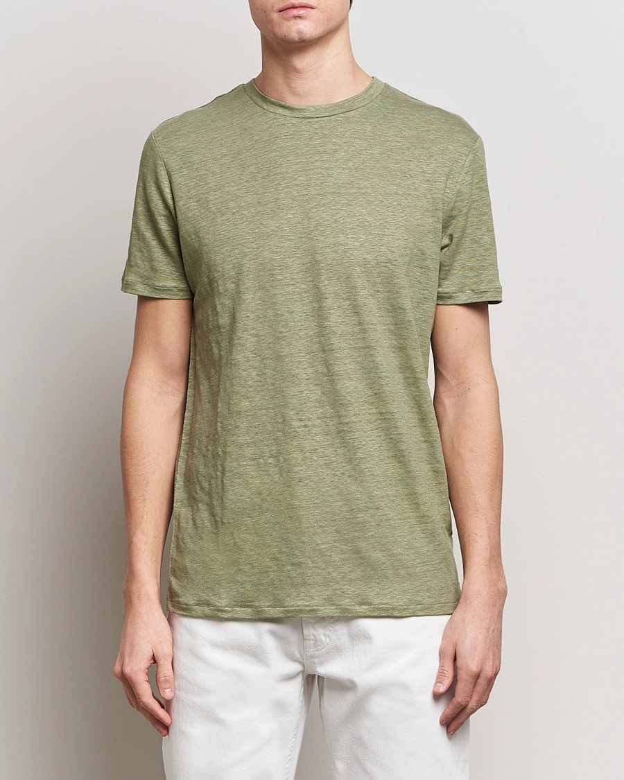 Mies | Lyhythihaiset t-paidat | J.Lindeberg | Coma Linen T-Shirt Oil Green