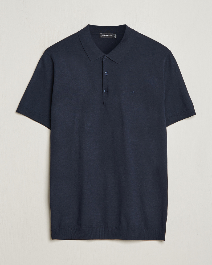 Mies | Pikeet | J.Lindeberg | Ridge Rayon Silk Polo Navy