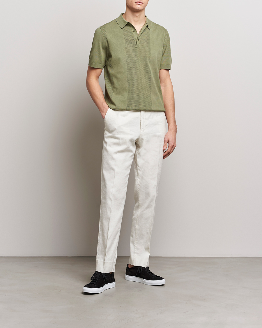 Mies | Pikeet | J.Lindeberg | Reymond Solid Knitted Polo Oil Green