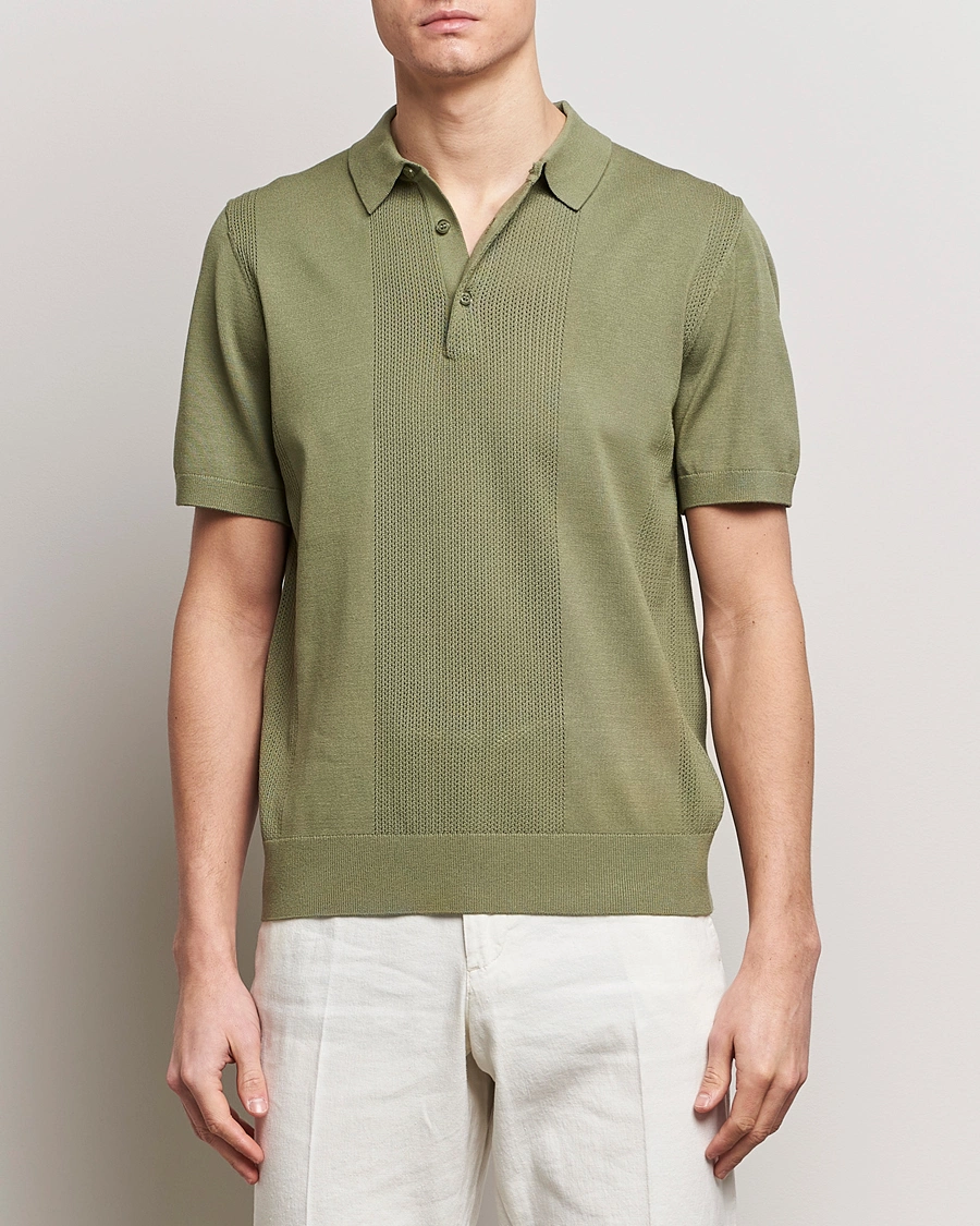Mies | Pikeet | J.Lindeberg | Reymond Solid Knitted Polo Oil Green