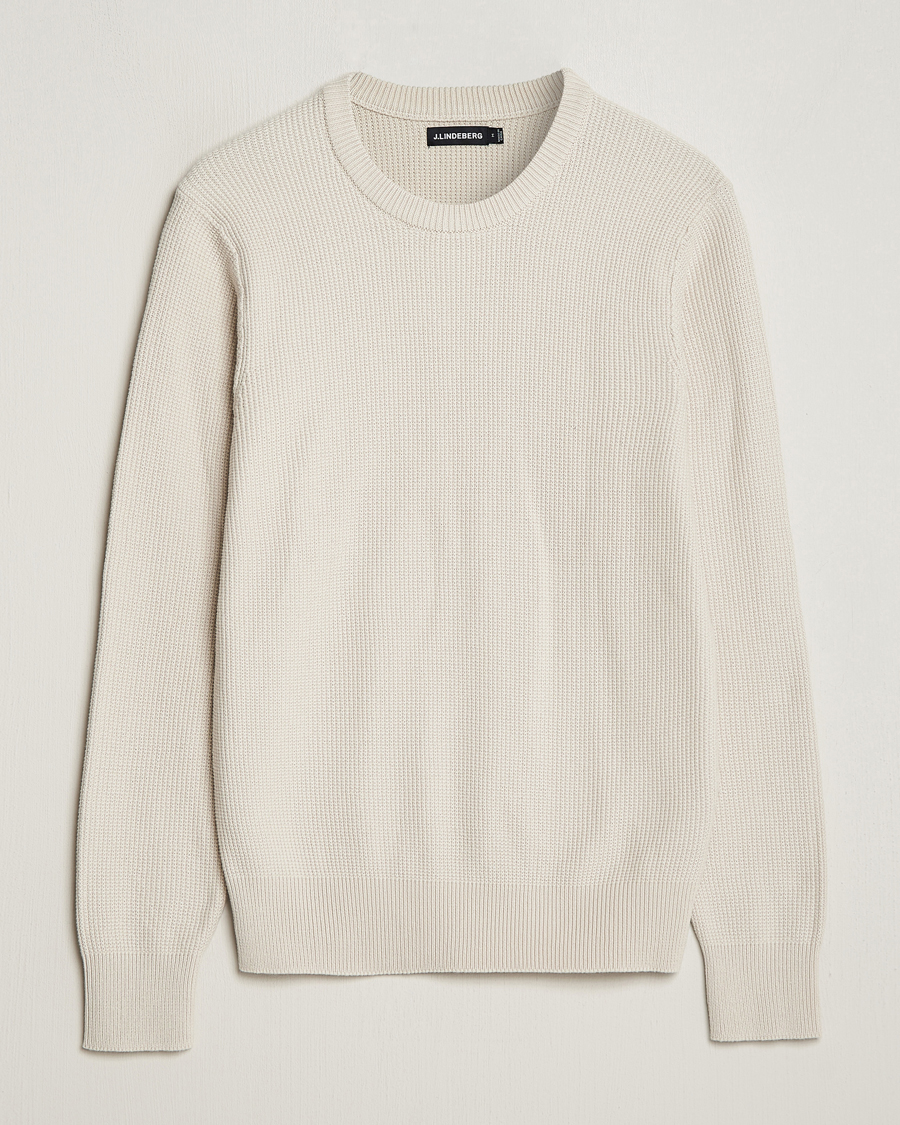 Mies | Puserot | J.Lindeberg | Arthur Structure Organic Cotton Crew Neck Moonbeam