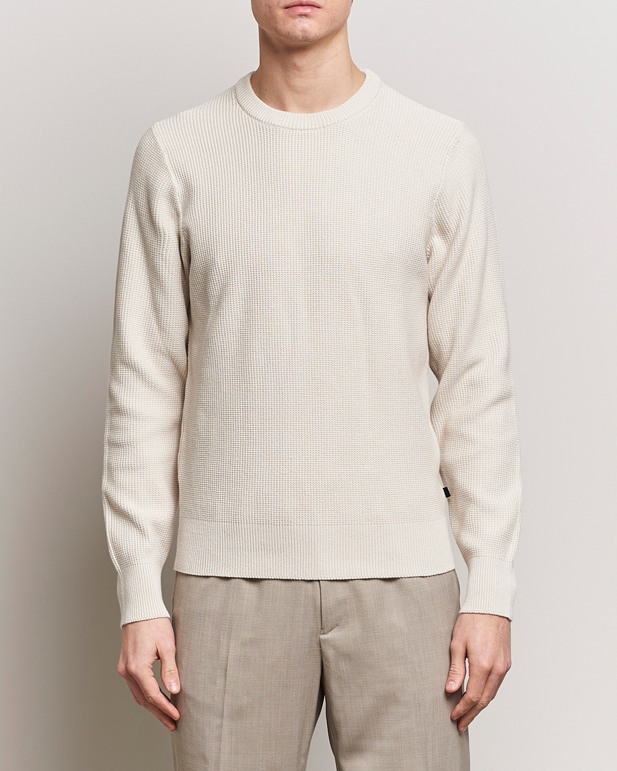 Mies | Puserot | J.Lindeberg | Arthur Structure Organic Cotton Crew Neck Moonbeam
