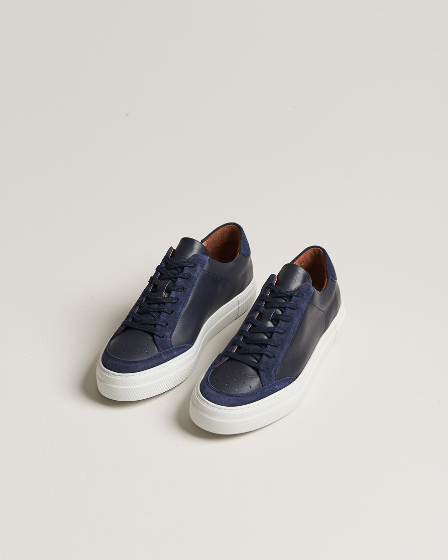 Mies |  | J.Lindeberg | Art Signature Leather Sneaker Navy