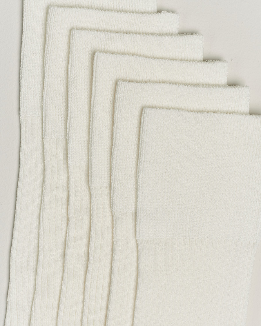 Mies | Varrelliset sukat | CDLP | 6-Pack Cotton Rib Socks White