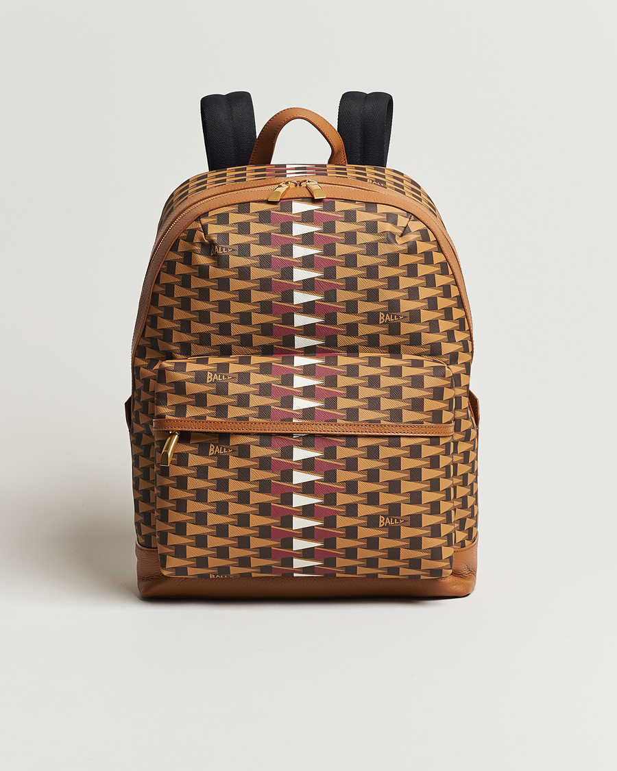 Mies | Bally Pennant Monogram Leather Backpack Brown | Bally | Pennant Monogram Leather Backpack Brown