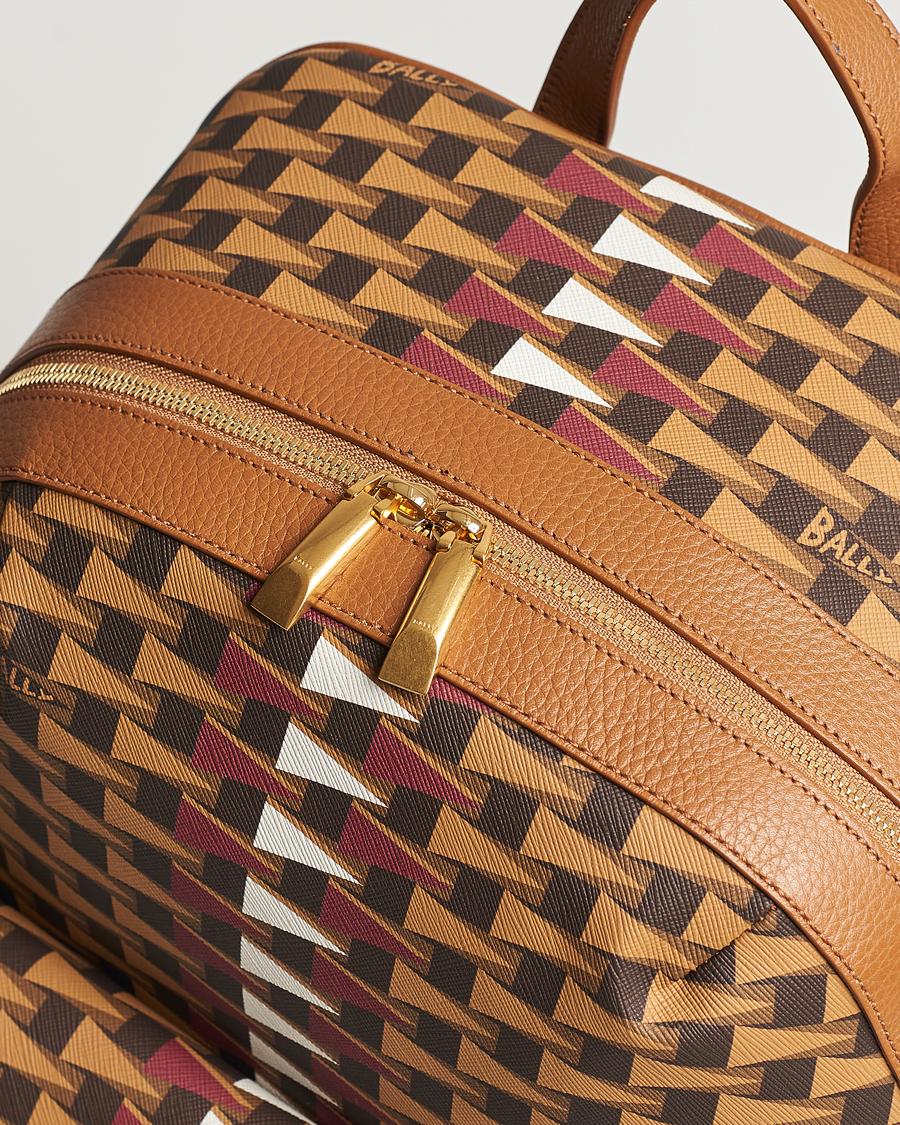 Mies | Bally Pennant Monogram Leather Backpack Brown | Bally | Pennant Monogram Leather Backpack Brown