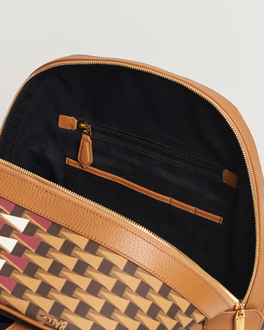 Mies | Bally Pennant Monogram Leather Backpack Brown | Bally | Pennant Monogram Leather Backpack Brown