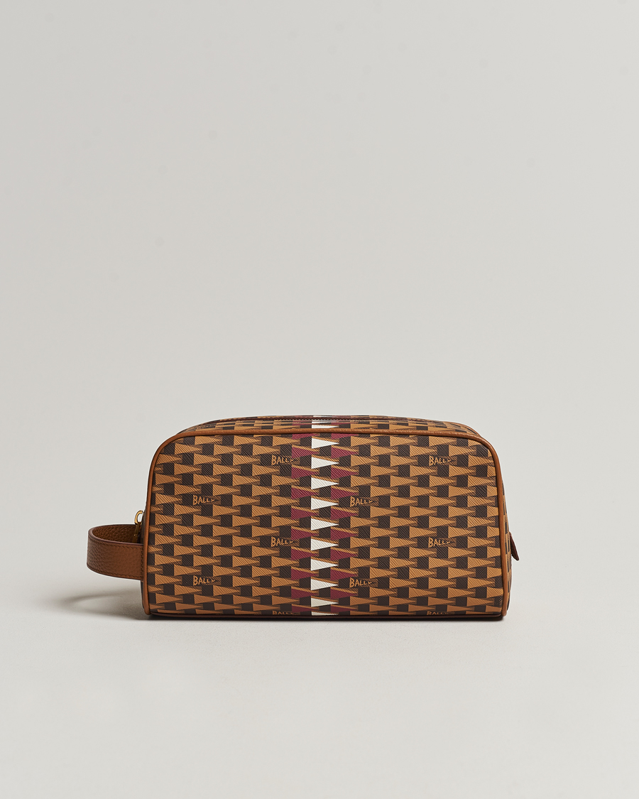 Mies | Bally Pennant Monogram Leather Washbag Brown | Bally | Pennant Monogram Leather Washbag Brown