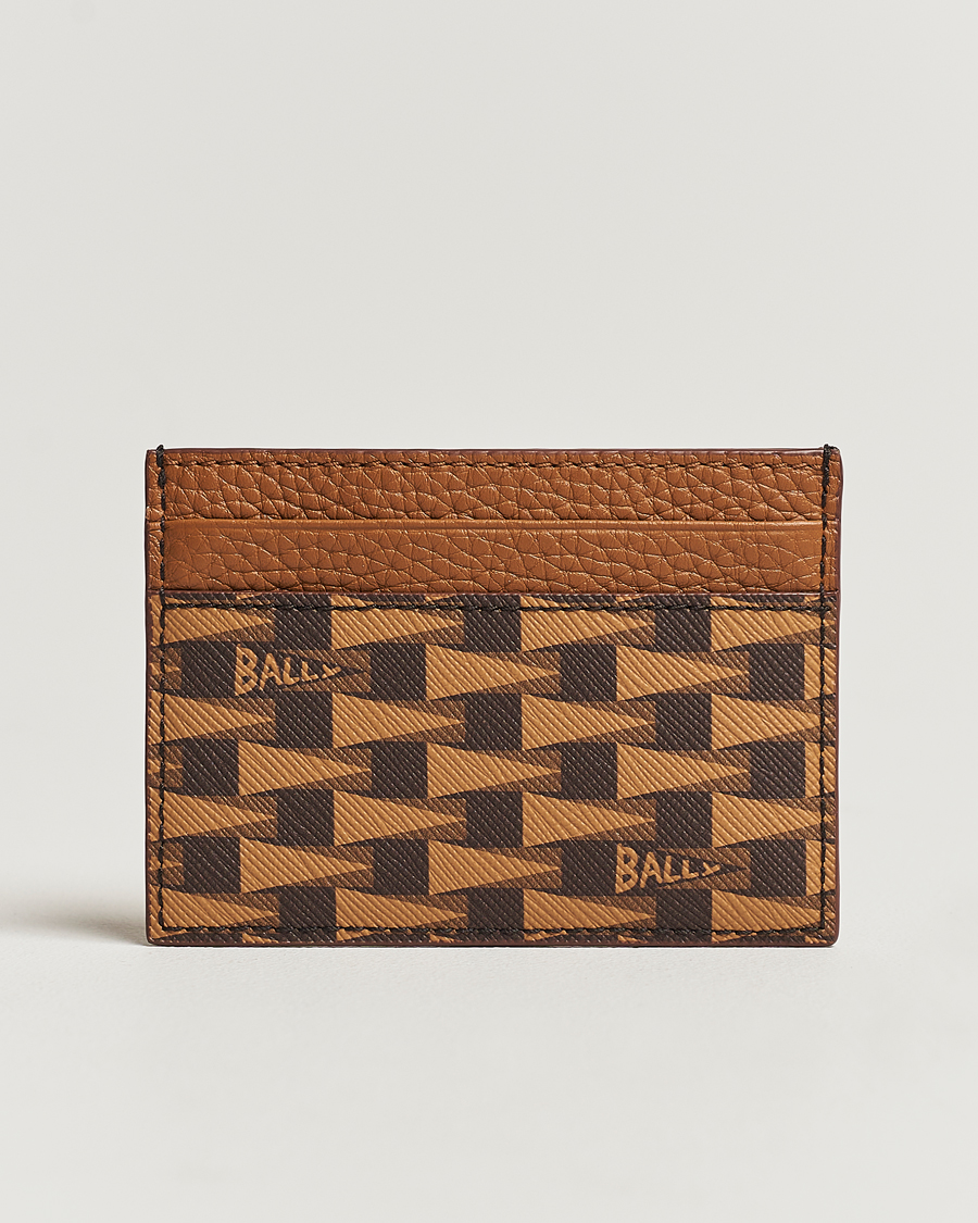 Mies | Luxury Brands | Bally | Pennant Monogram Leather Card Holder Brown