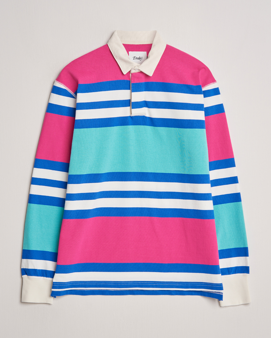Mies | Puserot | Drake's | Long Sleeve Stripe Rugby Shirt Multi