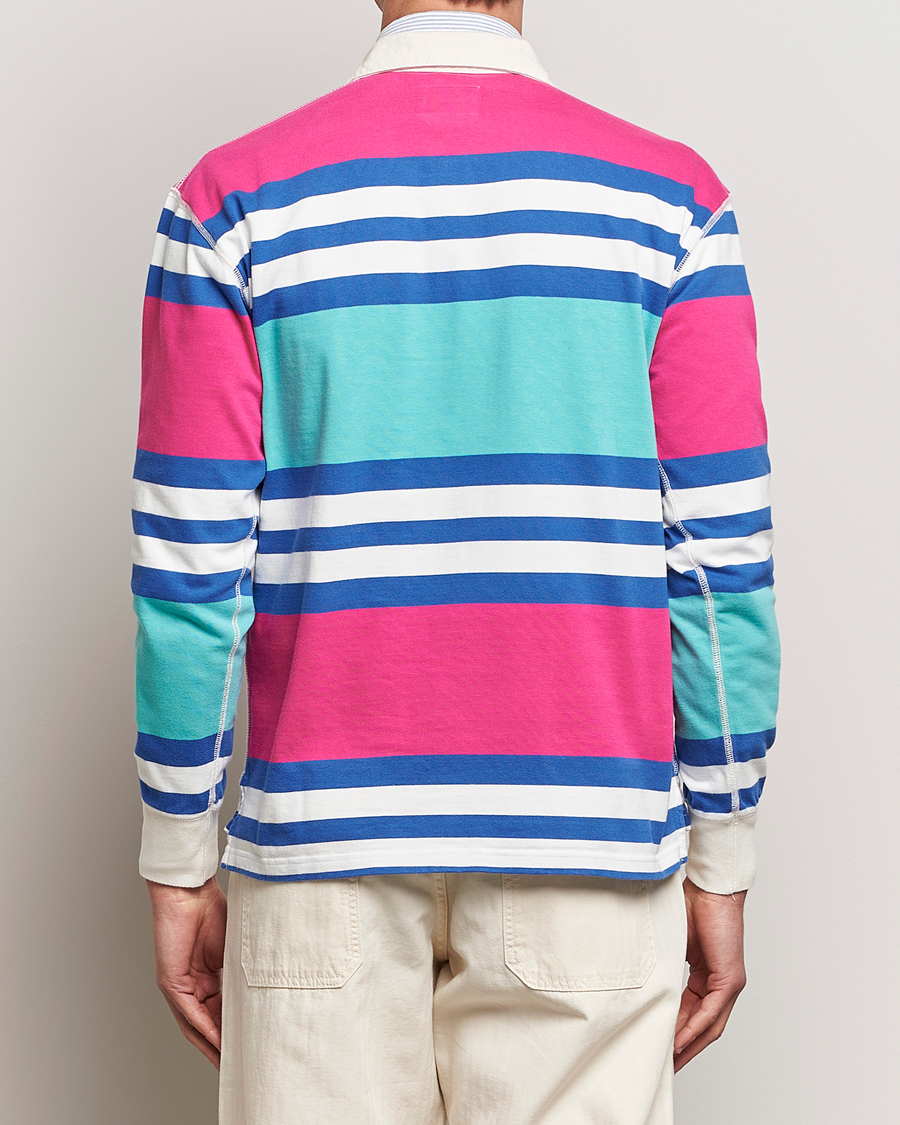Mies | Puserot | Drake's | Long Sleeve Stripe Rugby Shirt Multi