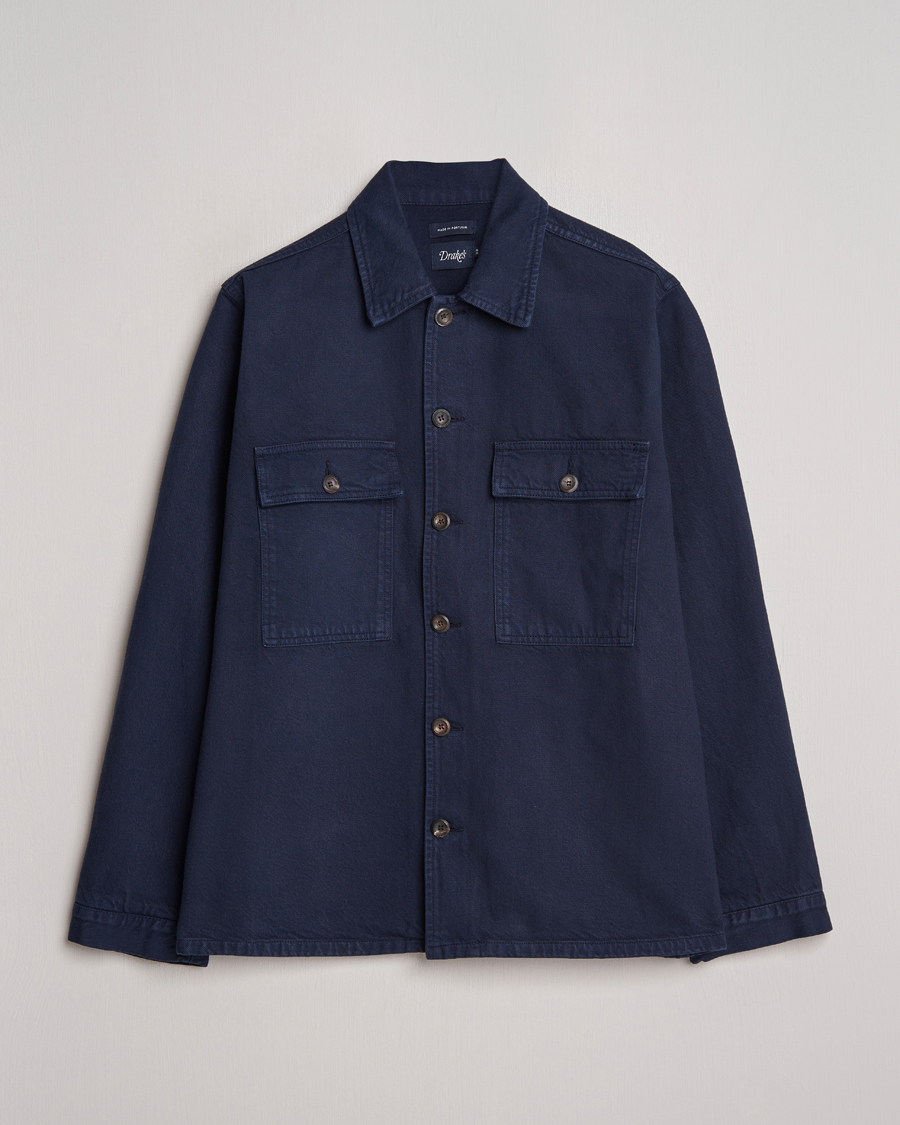 Mies | Kauluspaidat | Drake's | Cotton Field Shirt Navy