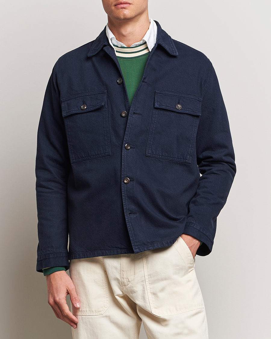 Mies | Kauluspaidat | Drake's | Cotton Field Shirt Navy