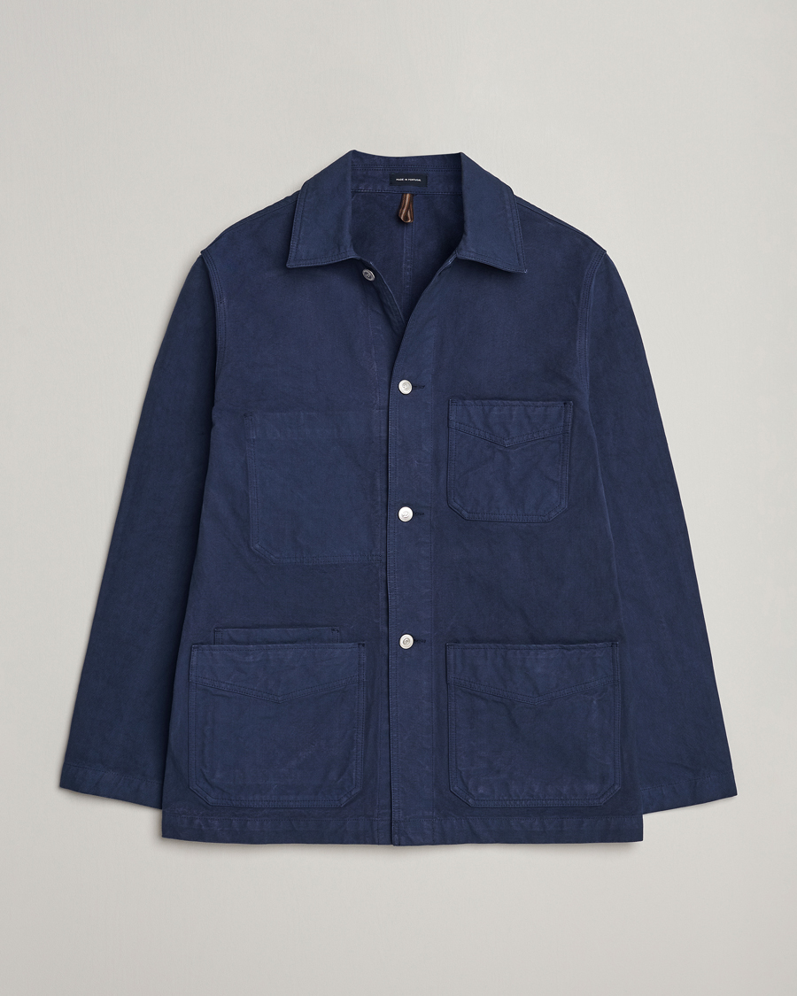 Mies | Takit | Drake's | Duck Cotton Canvas Shore Jacket Navy