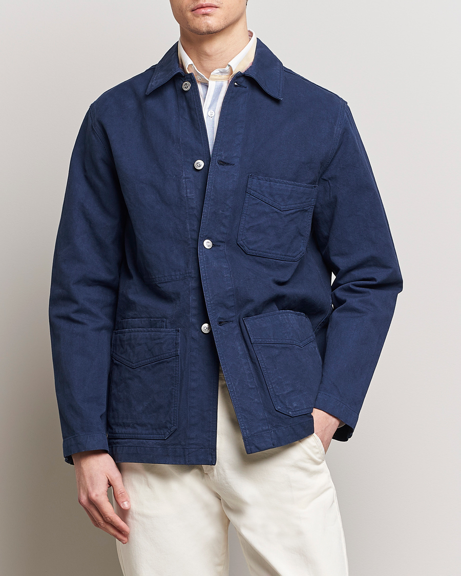 Mies | Takit | Drake's | Duck Cotton Canvas Shore Jacket Navy