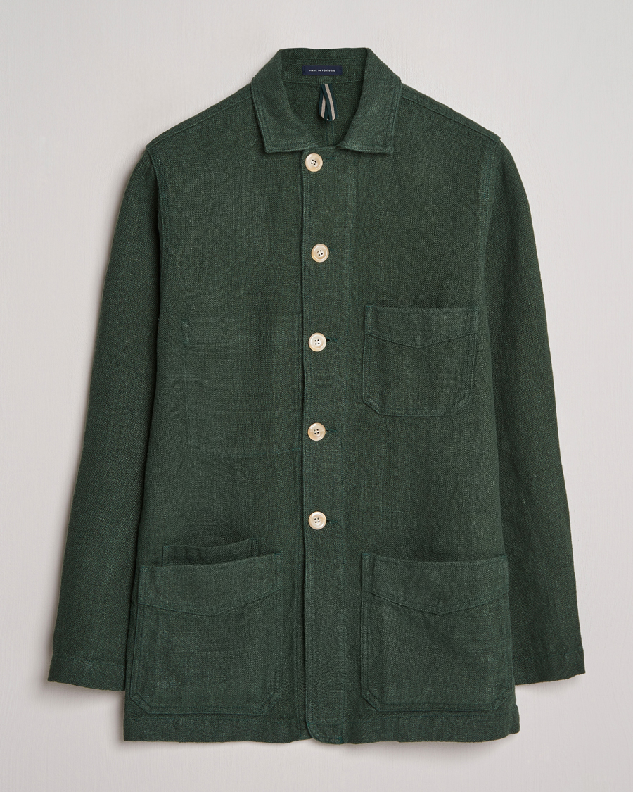 Mies | Takit | Drake's | Heavy Linen Chore Jacket Green