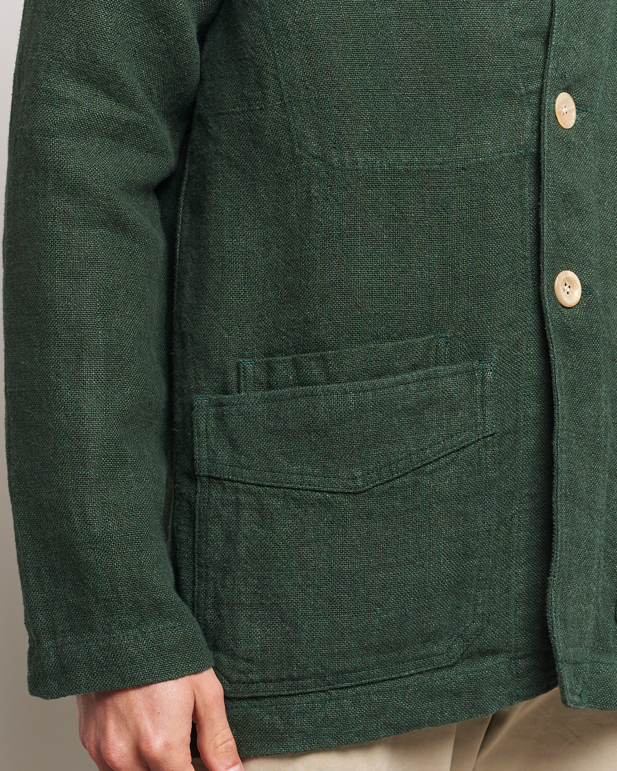 Mies | Takit | Drake's | Heavy Linen Chore Jacket Green