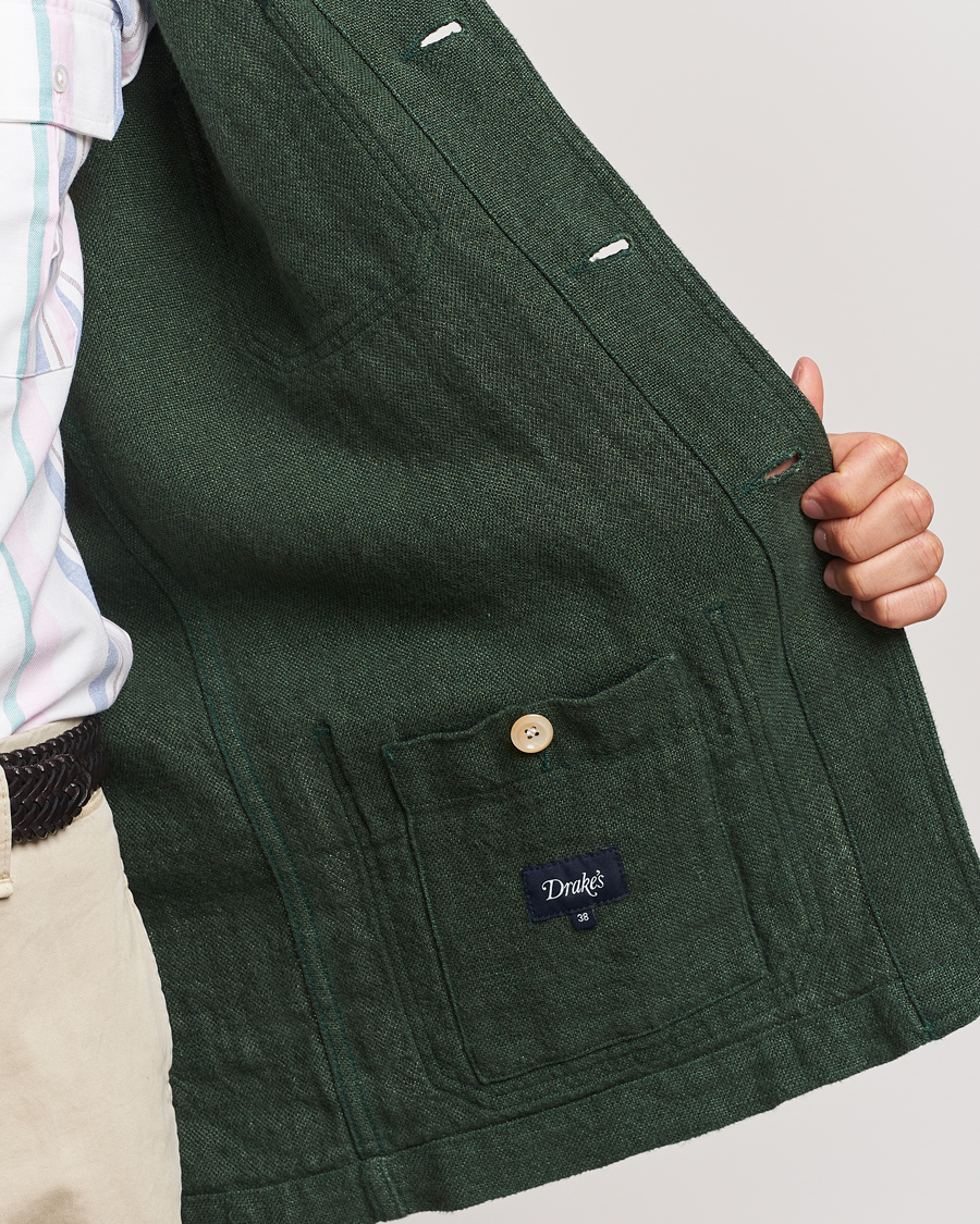 Mies | Takit | Drake's | Heavy Linen Chore Jacket Green