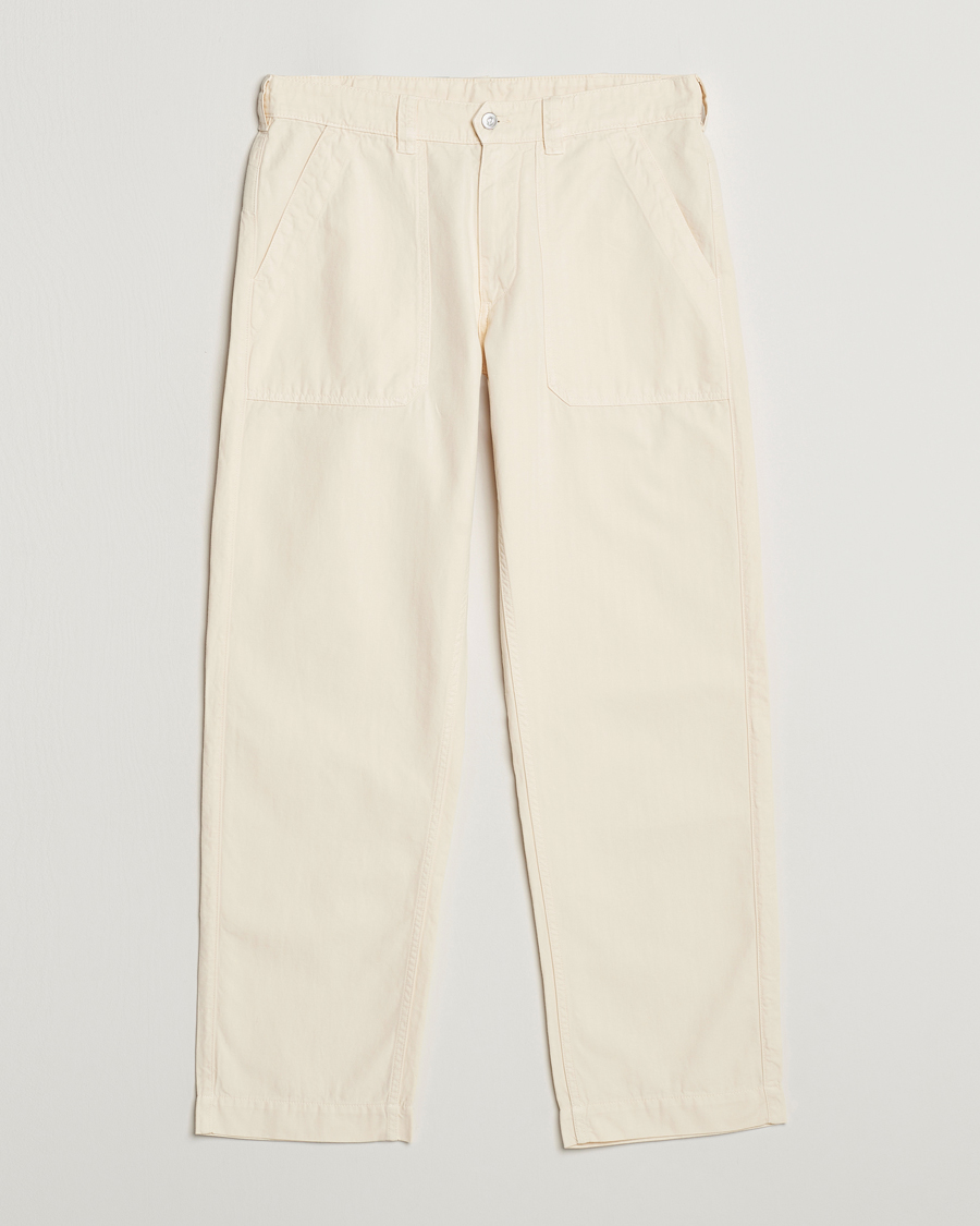 Mies | Housut | Drake's | Herringbone Fatigue Cotton Trousers Ecru