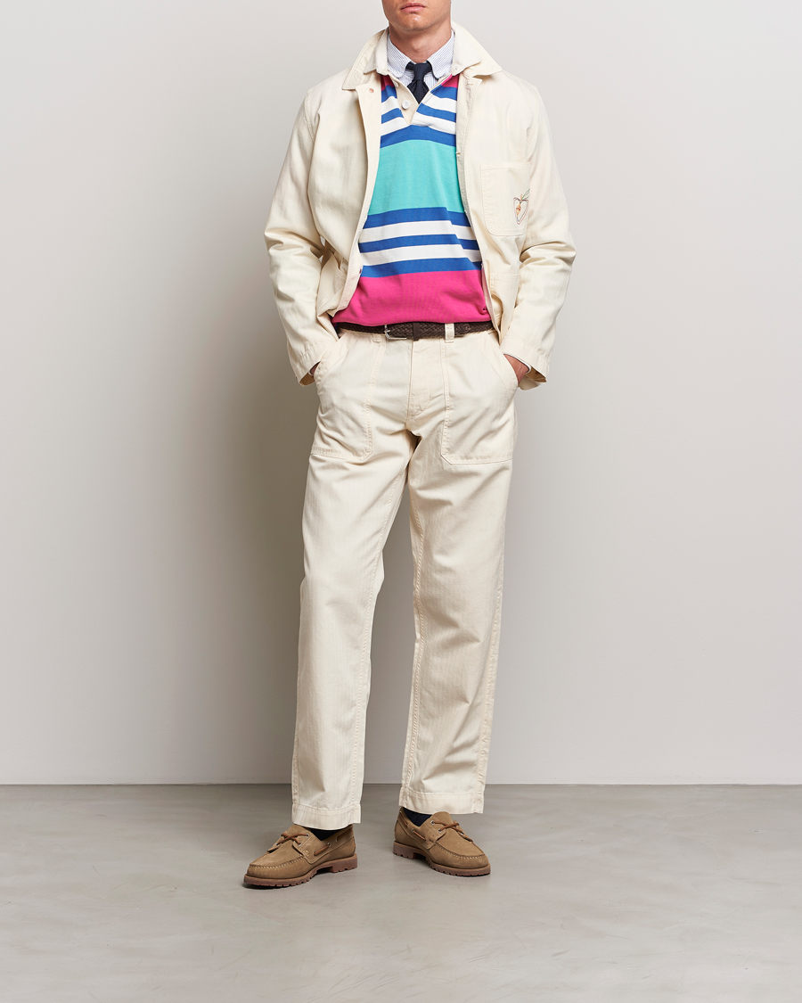 Mies | Housut | Drake's | Herringbone Fatigue Cotton Trousers Ecru